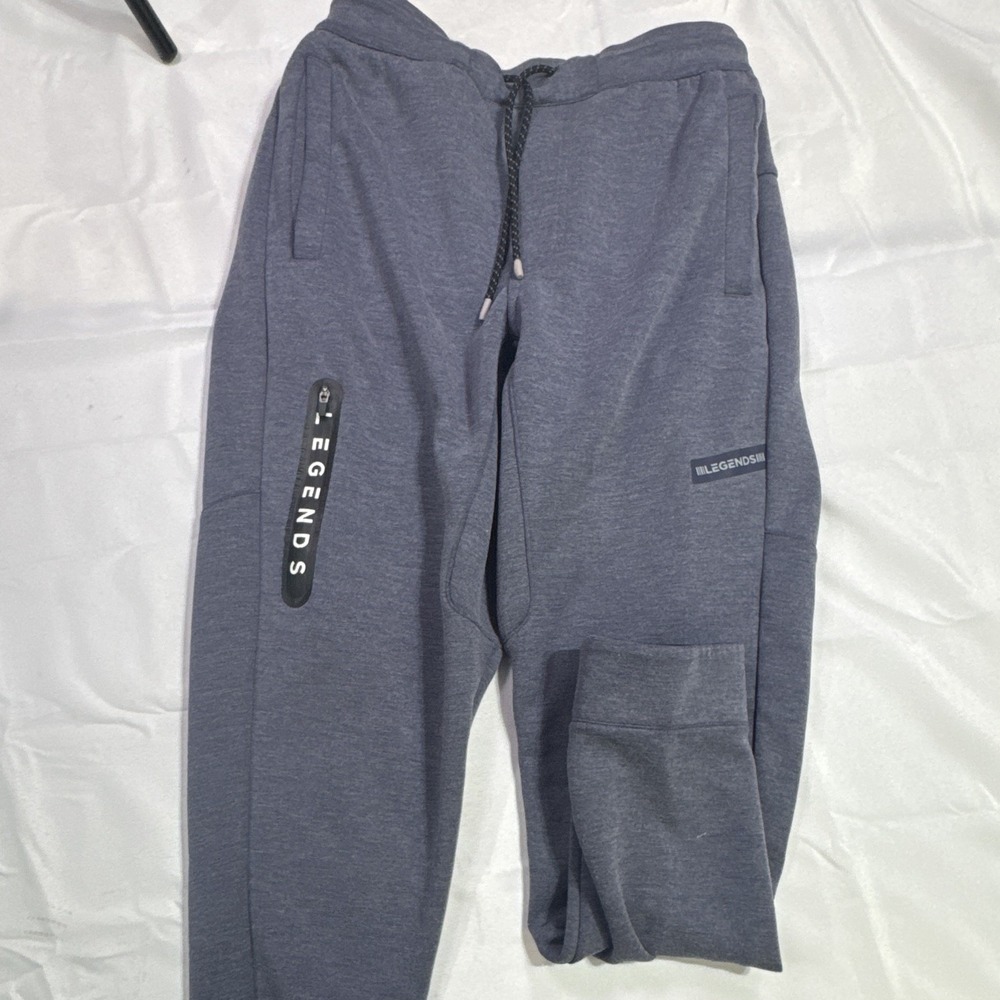 Legends Men's Performance Jogger Sweatpants Gray Tech Fleece Zip Pocket Small